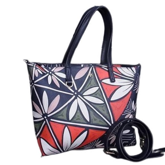 TORY BURCH Tory Burch Tote Bag 10005607 Navy Multicolor Leather Shoulder with...